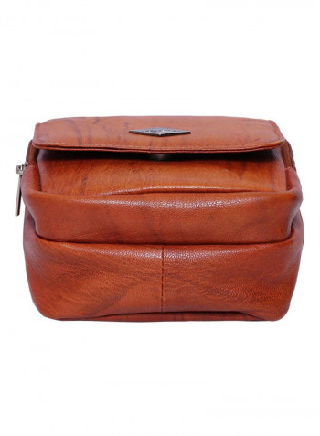 Leather Stitch Detailed Crossbody Bag Brown