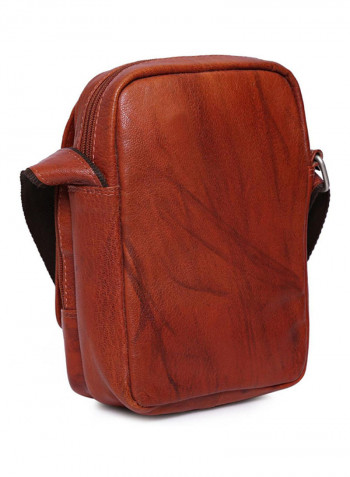 Leather Stitch Detailed Crossbody Bag Brown