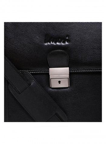 Leather Stitch Detailed Messenger Bag Black