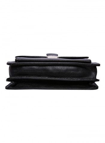 Leather Stitch Detailed Messenger Bag Black