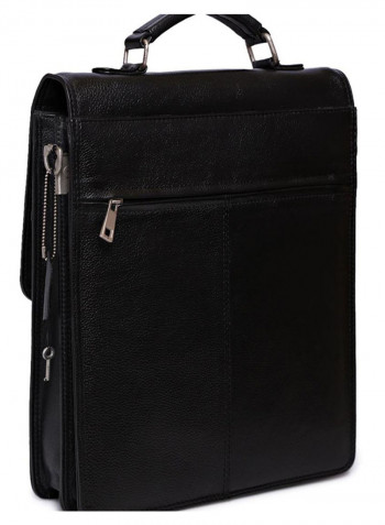 Leather Stitch Detailed Messenger Bag Black