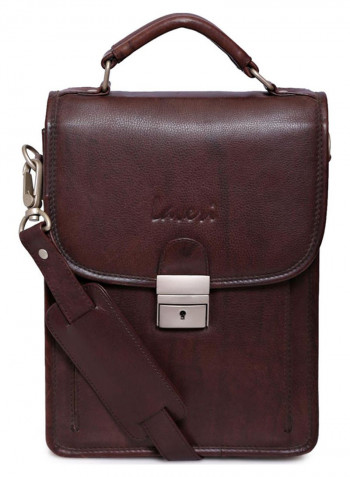 Leather Stitch Detailed Messenger Bag Brown