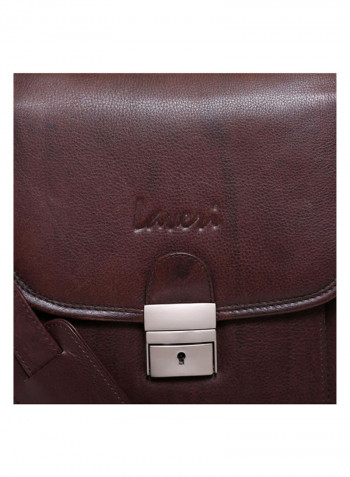 Leather Stitch Detailed Messenger Bag Brown