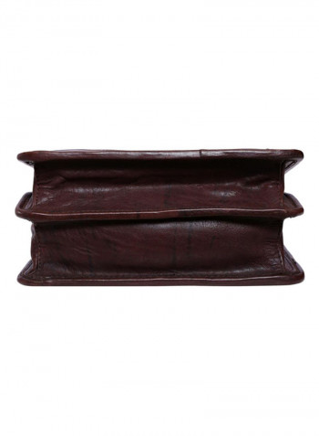 Leather Stitch Detailed Messenger Bag Brown