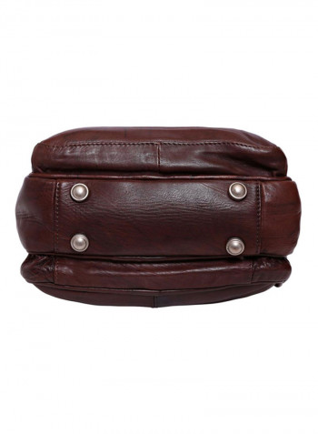 Leather Stitch Detailed Messenger Bag Brown