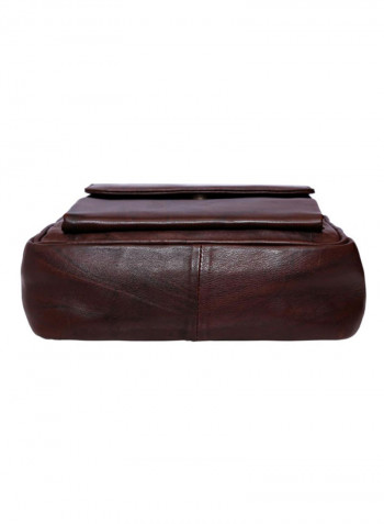Leather Stitch Detailed Messenger Bag Brown