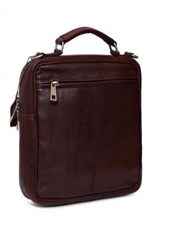 Leather Stitch Detailed Messenger Bag Brown