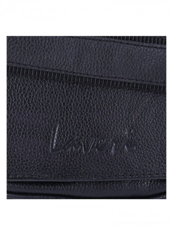 Leather Zipper Closure Crossbody Bag Black