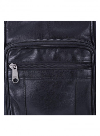 Leather Zipper Closure Crossbody Bag Black