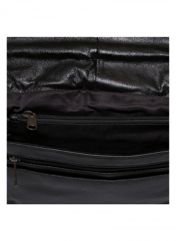 Leather Zipper Closure Crossbody Bag Black