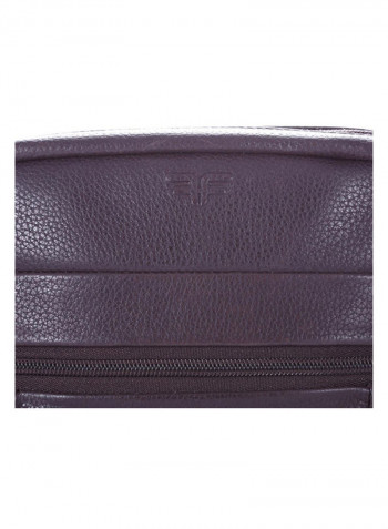 Leather Zipper Closure Crossbody Bag Brown