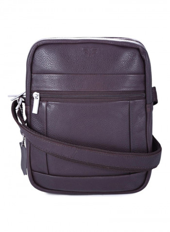 Leather Zipper Closure Crossbody Bag Brown
