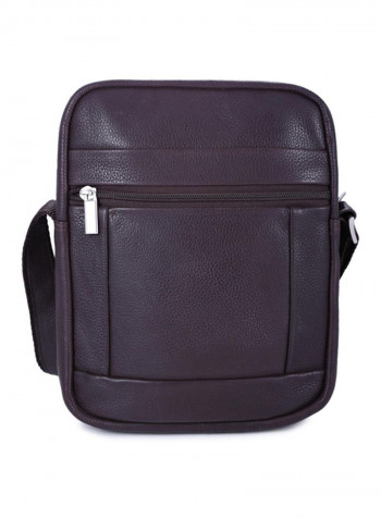 Leather Zipper Closure Crossbody Bag Brown