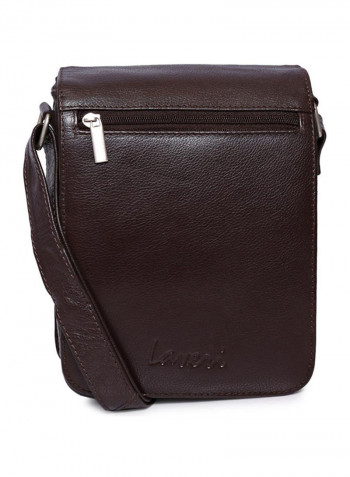 Leather Zipper Closure Crossbody Bag Brown