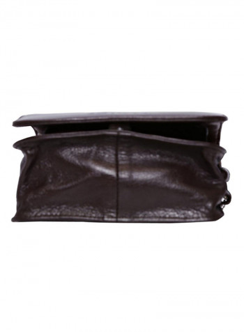 Leather Zipper Closure Crossbody Bag Brown