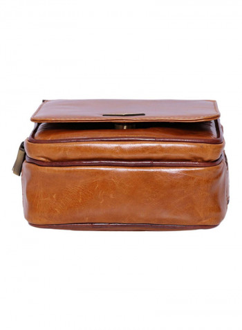 Leather Zipper Closure Crossbody Bag Brown