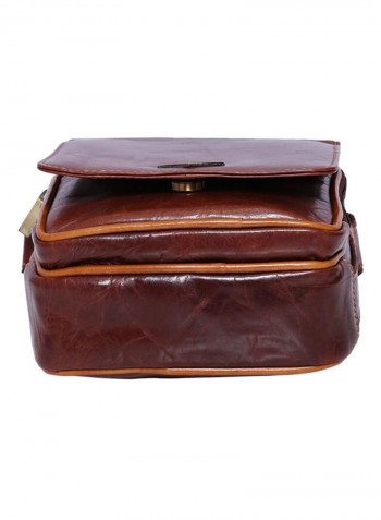 Leather Zipper Closure Crossbody Bag Brown