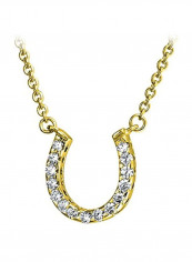 14 Karat Gold Plated 925 Sterling Silver Horseshoe Station Pendant Necklace