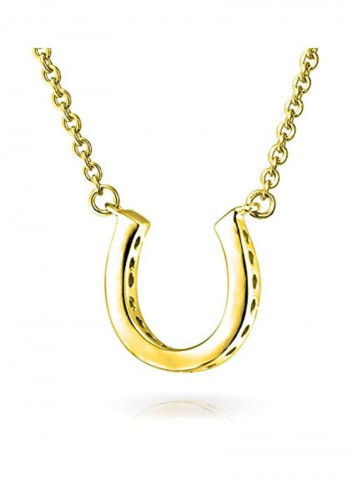 14 Karat Gold Plated 925 Sterling Silver Horseshoe Station Pendant Necklace