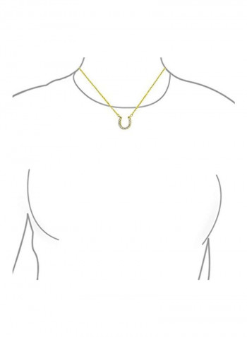 14 Karat Gold Plated 925 Sterling Silver Horseshoe Station Pendant Necklace