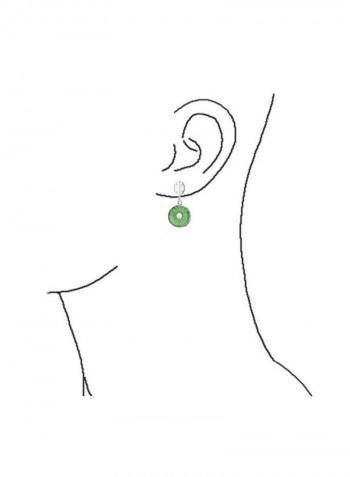 925 Sterling Silver Jade Studded Dangled Earrings