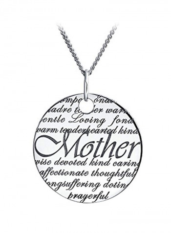 925 Sterling Silver Mother Engraved Pendant Necklace
