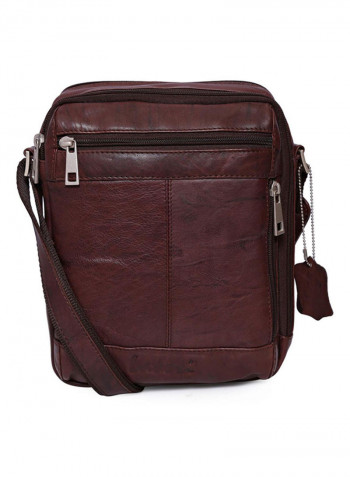 Leather Stitch Detailed Crossbody Bag Brown