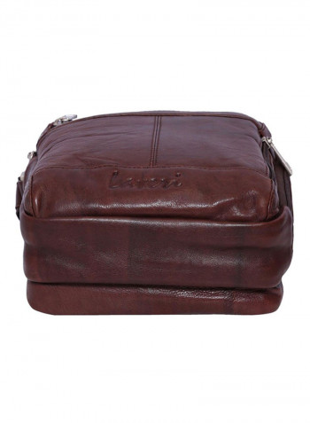 Leather Stitch Detailed Crossbody Bag Brown