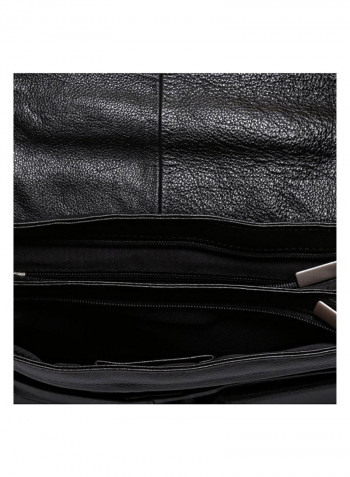 Leather Zipper Closure Crossbody Bag Black