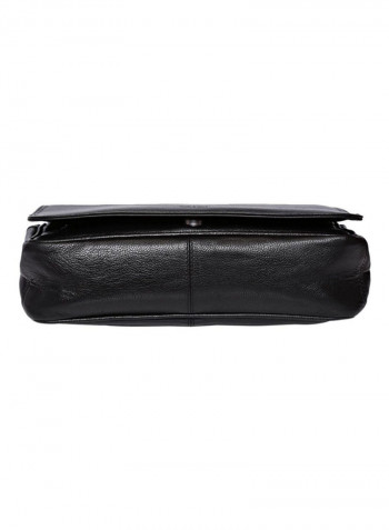 Leather Zipper Closure Crossbody Bag Black