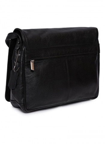 Leather Zipper Closure Crossbody Bag Black