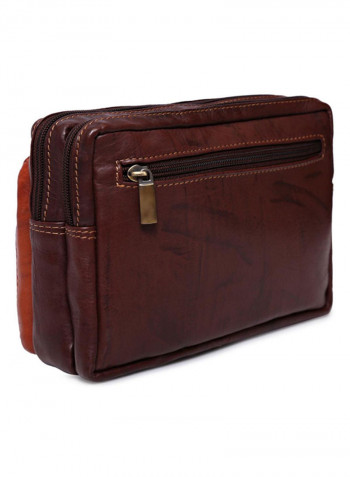 Zipper Closure Pouch Brown