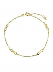 925 Sterling Silver 14K Gold Plated Ankle Bracelet