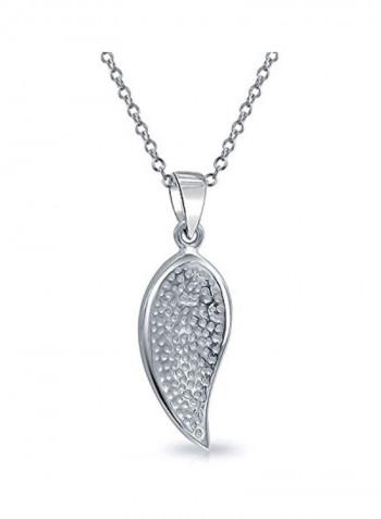 925 Sterling Silver Opal Inlay Leaf Pendant Necklace