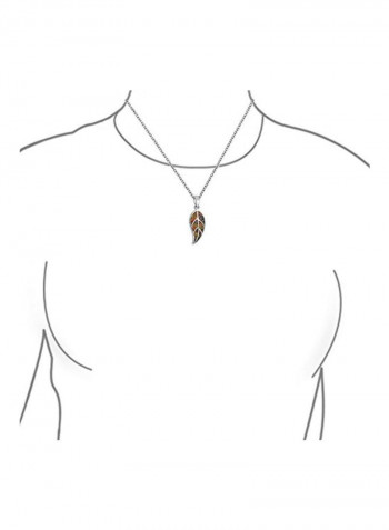 925 Sterling Silver Opal Inlay Leaf Pendant Necklace