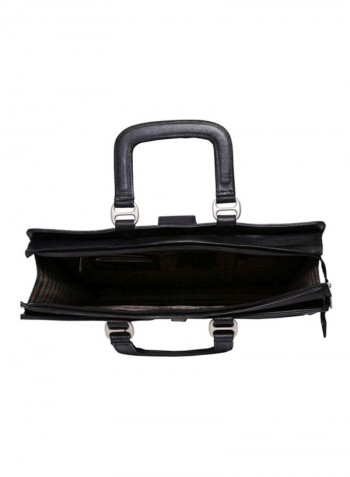 Leather Messenger Crossbody Bag Black
