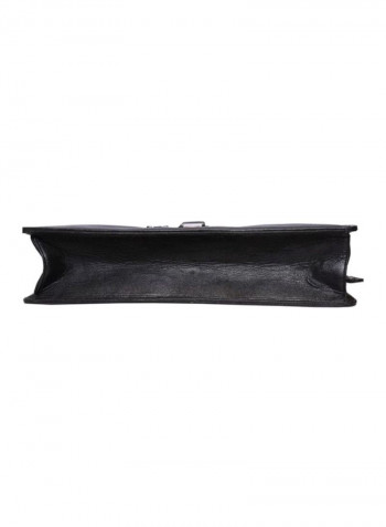 Leather Messenger Crossbody Bag Black