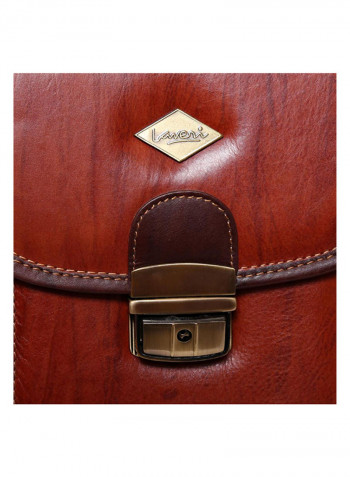 Leather Stitch Detailed Messenger Bag Brown