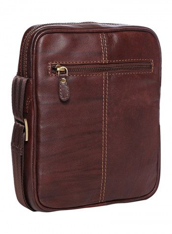 Leather Zipper Crossbody Bag Brown