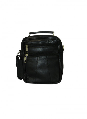 Genuine Leather Designer Crossbody Bag Black