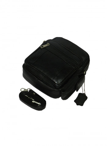 Genuine Leather Designer Crossbody Bag Black
