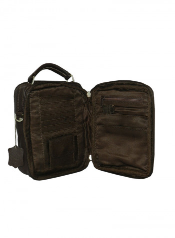 Genuine Leather Designer Crossbody Bag Brown