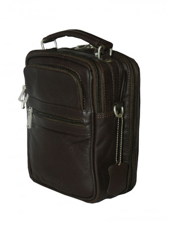 Genuine Leather Designer Crossbody Bag Brown