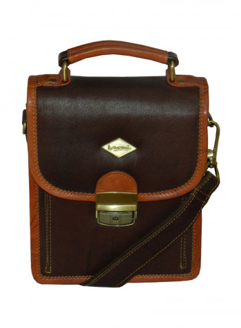 Genuine Leather Designer Crossbody Bag Dark Brown