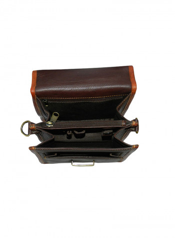 Genuine Leather Designer Crossbody Bag Dark Brown