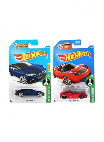 2-Piece Tesla Roadster And Tesla Model S Diecast Vehicles