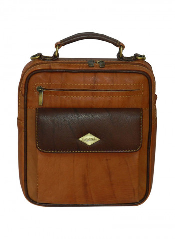 Genuine Leather Designer Crossbody Bag Tan