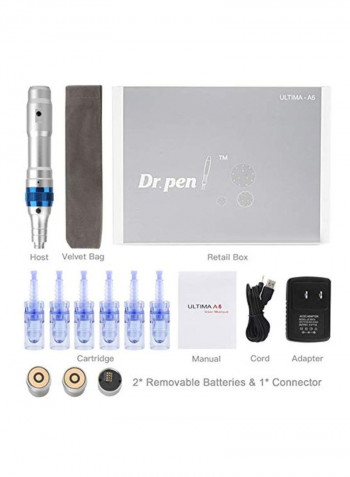 Dr. Pen Ultima A6 Professional Microneedling Pen Set Silver/Clear