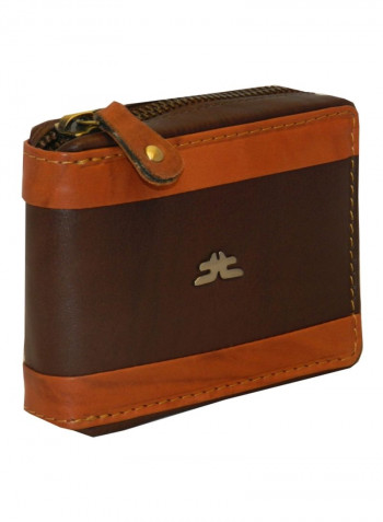 Genuine Designer  Wallet With All Leather Zipper For More Secure Brown