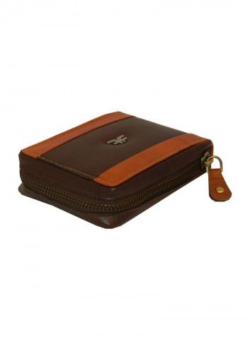 Genuine Designer  Wallet With All Leather Zipper For More Secure Brown